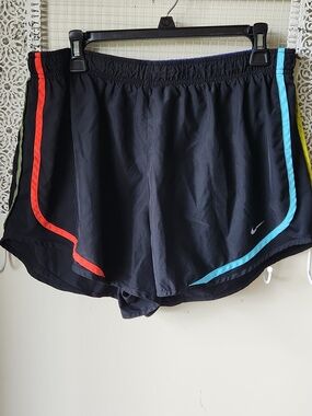 Nike Womens 1X Black multicolored Athletic Lined Running Workout Shorts dri-fit